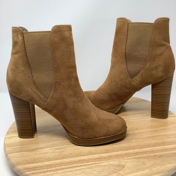 Wild Diva Brown Faux Suede Block Heel Ankle Boots Women's 7.5 - Picture 7 of 11